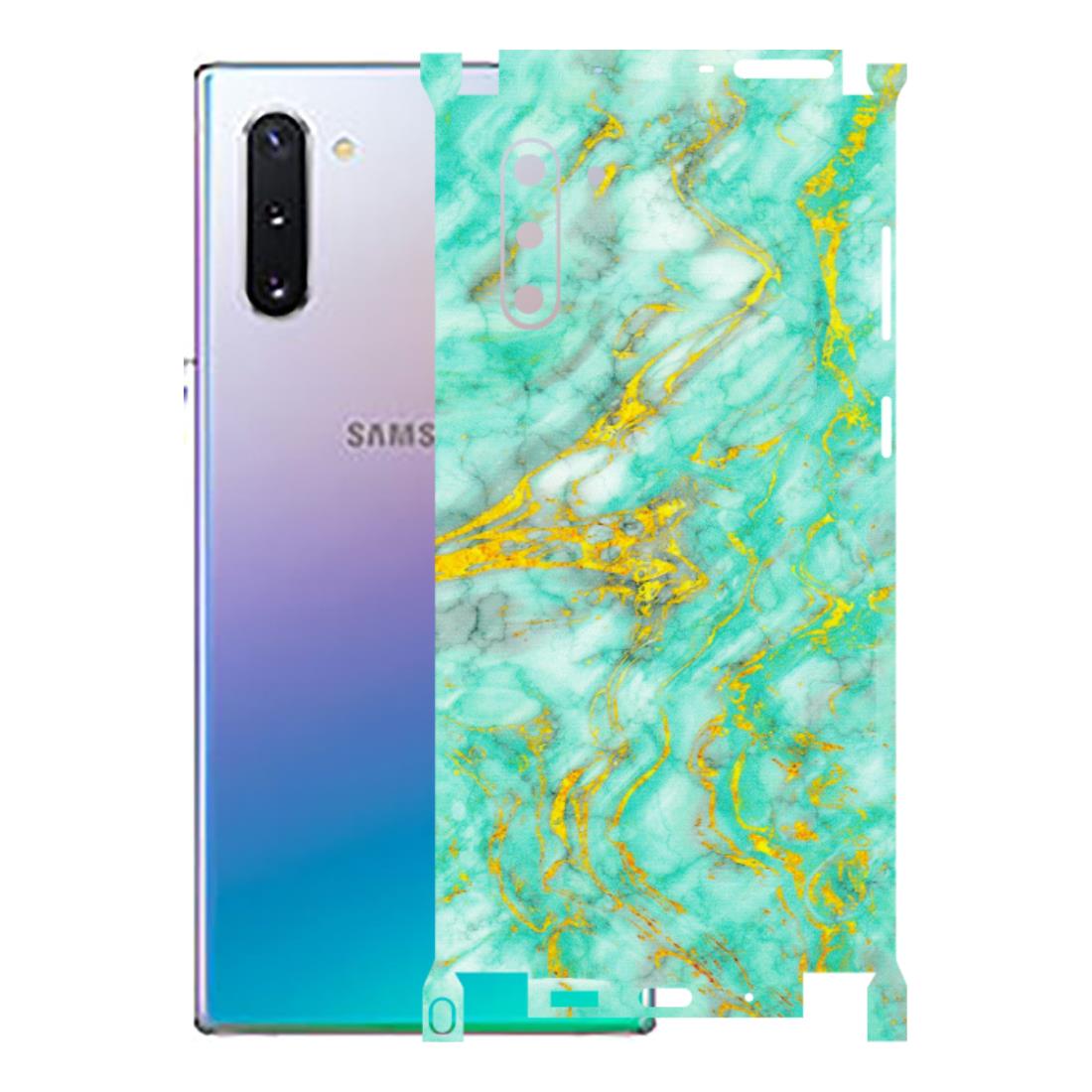 Samsung M/F/Note/Flip and C Phone Skins (All Models) - Green And Gold Marble Feel - Matte Finish (M-16) Samsung Galaxy Note 10