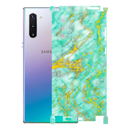 Samsung M/F/Note/Flip and C Phone Skins (All Models) - Green And Gold Marble Feel - Matte Finish (M-16) Samsung Galaxy Note 10