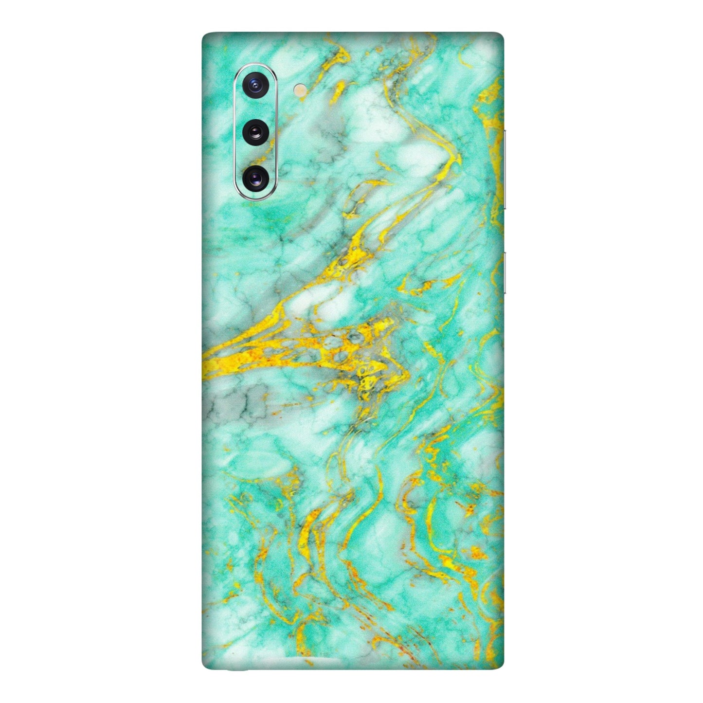 Samsung M/F/Note/Flip and C Phone Skins (All Models) - Green And Gold Marble Feel - Matte Finish (M-16) Samsung Galaxy Note 10