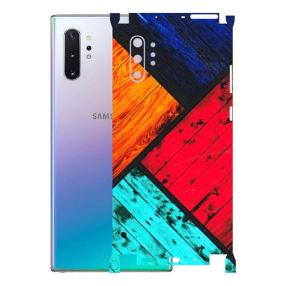Samsung M/F/Note/Flip and C Phone Skins (All Models) - Colourful Wood Panels Abstract - 3D Embossed Finish (L-09) Samsung Galaxy Note 10 Plus