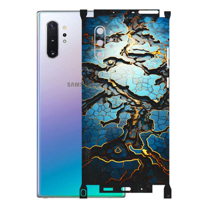 Samsung M/F/Note/Flip and C Phone Skins (All Models) - Blue Gold Abstract - 3D Embossed Finish (L-11) Samsung Galaxy Note 10 Plus