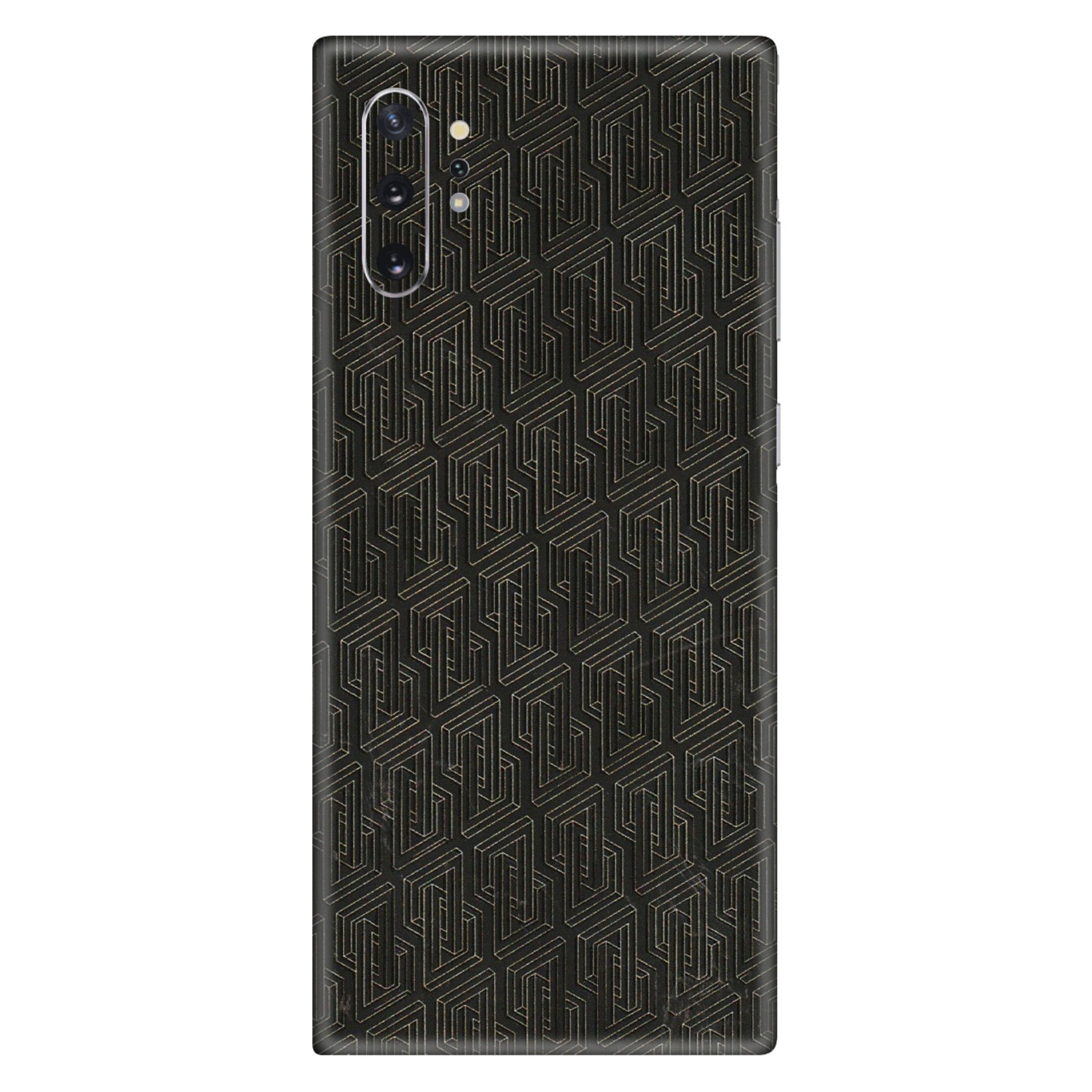 Samsung M/F/Note/Flip and C Phone Skins (All Models) - Black Abstract Pattern - 3D Embossed Finish (L-117) Samsung Galaxy Note 10 Plus