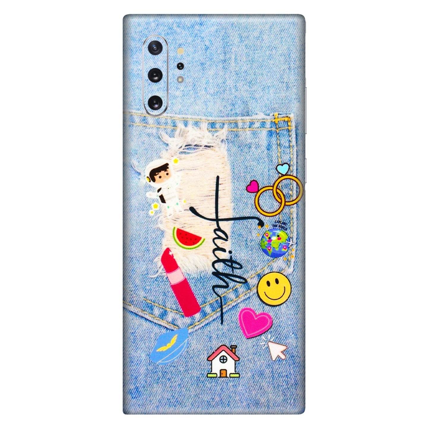 Samsung M/F/Note/Flip and C Phone Skins (All Models) - Denim Jeans Pocket - 3D Embossed Finish (L-134) Samsung Galaxy Note 10 Plus