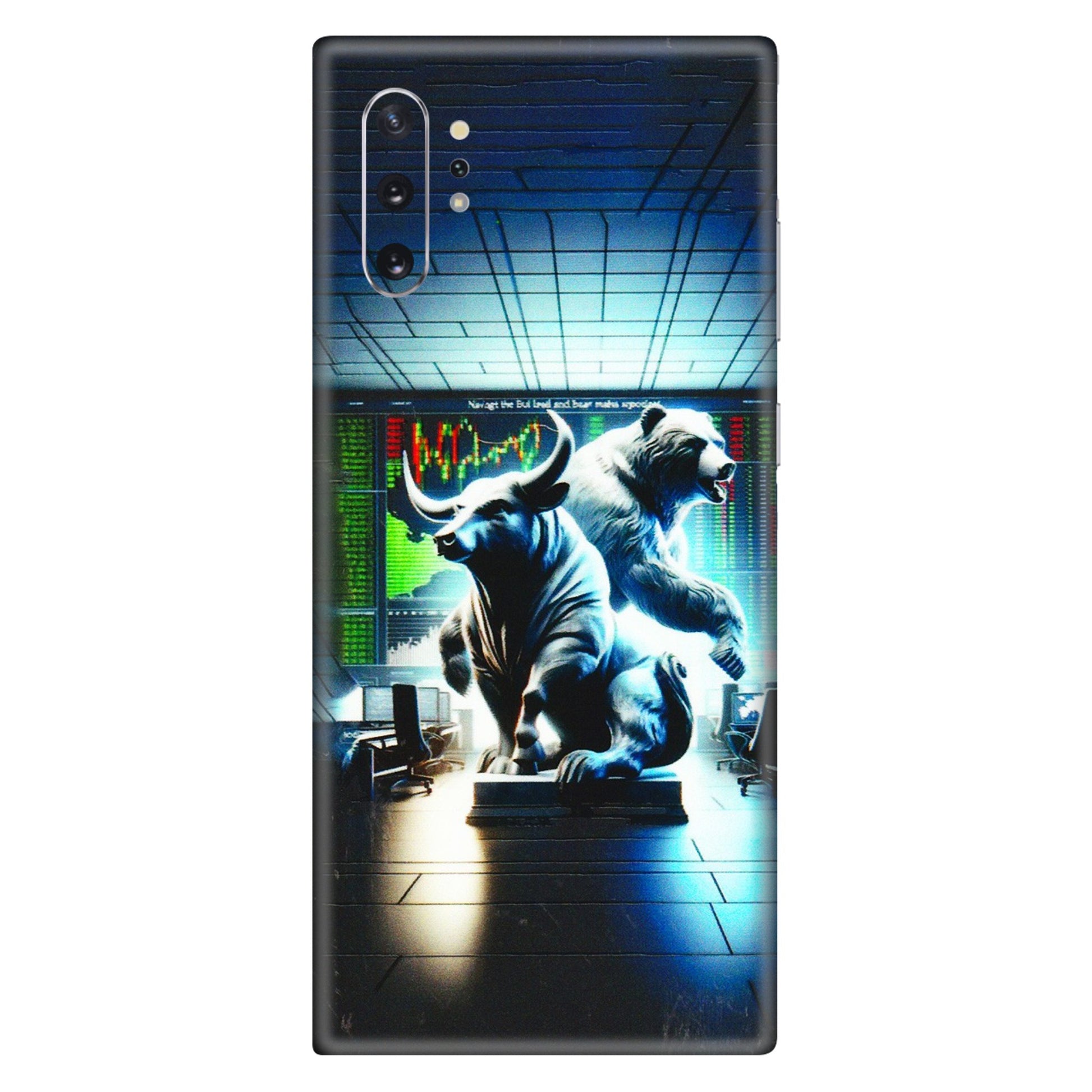 Samsung M/F/Note/Flip and C Phone Skins (All Models) - Stock Market Sensex Bear vs Bulls - 3D Embossed Finish (L-15) Samsung Galaxy Note 10 Plus