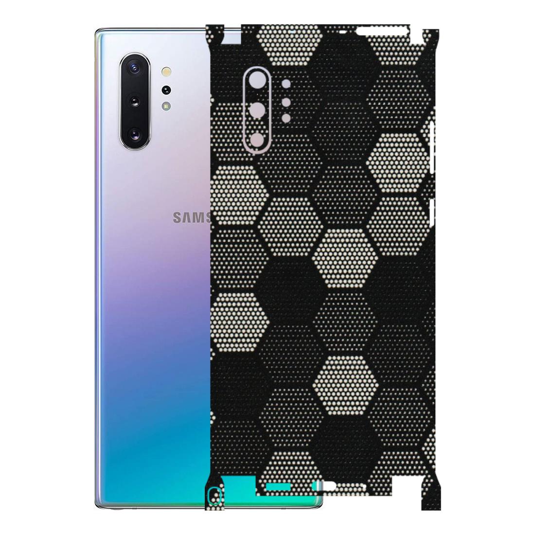 Samsung M/F/Note/Flip and C Phone Skins (All Models) - Black & White Dotted Honeycomb Texture - 3D Embossed Finish (L-202) Samsung Galaxy Note 10 Plus