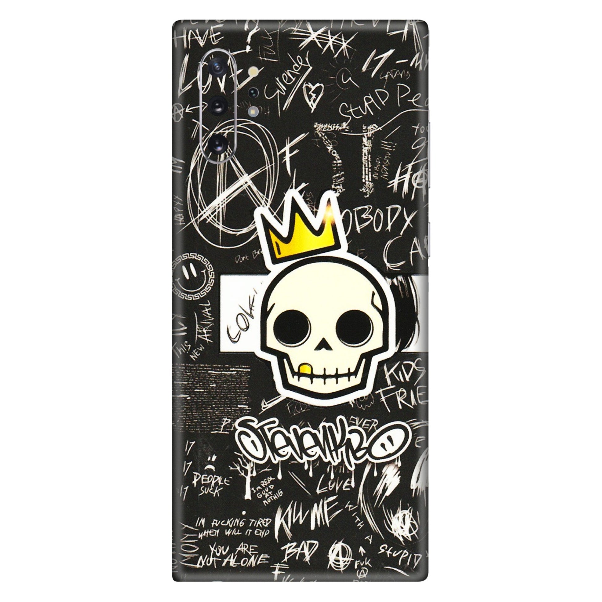 Samsung M/F/Note/Flip and C Phone Skins (All Models) - Funny Skull Black Chalk Grafitti - 3D Embossed Finish (L-22) Samsung Galaxy Note 10 Plus