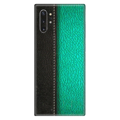 Samsung M/F/Note/Flip and C Phone Skins (All Models) - Black Green Dual Leather Stich - 3D Embossed Finish (L-233) Samsung Galaxy Note 10 Plus