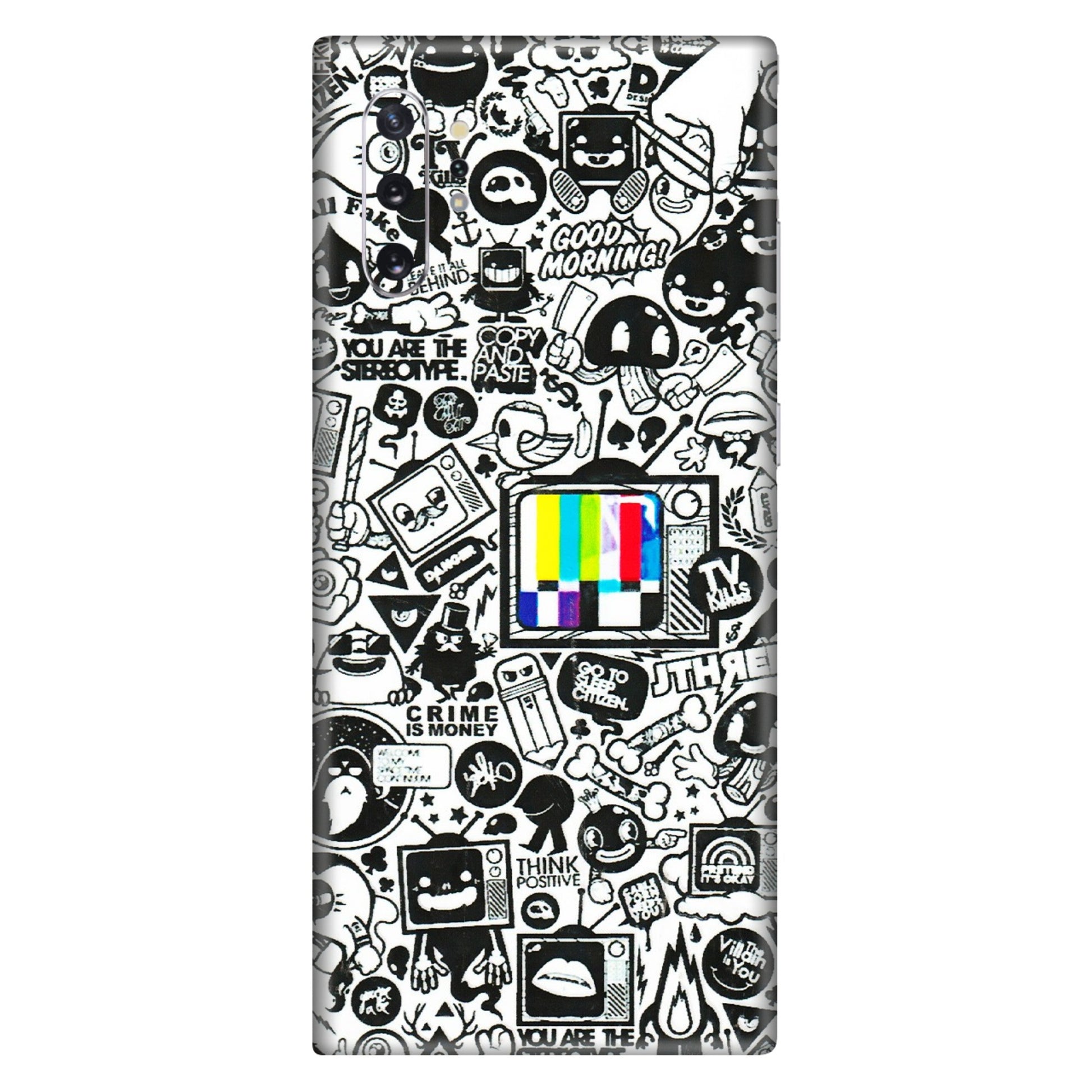 Samsung M/F/Note/Flip and C Phone Skins (All Models) - Doodles Positive Art - 3D Embossed Finish (L-263) Samsung Galaxy Note 10 Plus