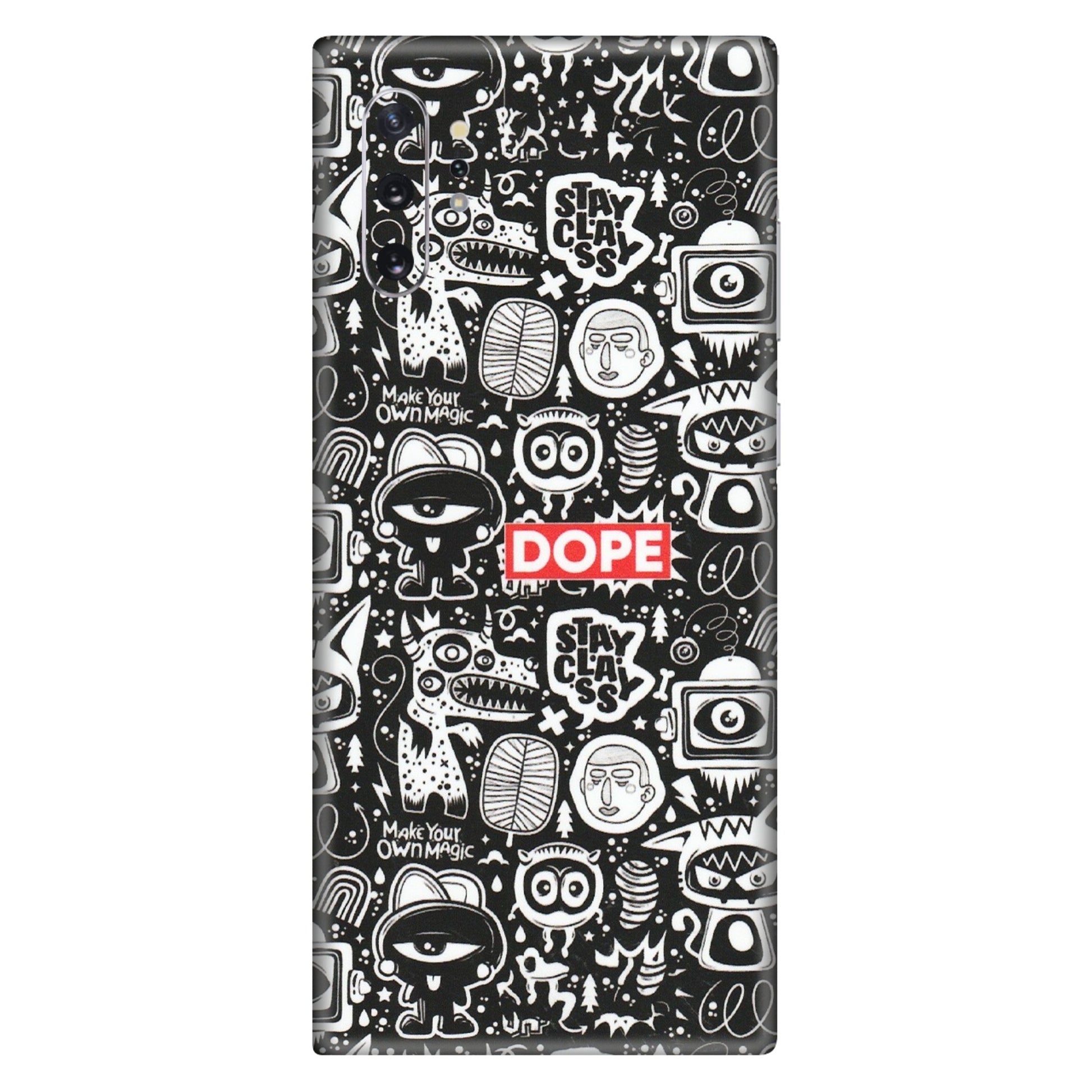 Samsung M/F/Note/Flip and C Phone Skins (All Models) - Dope Stay Classy Black Doodles - Matte Finish (M-126) Samsung Galaxy Note 10 Plus