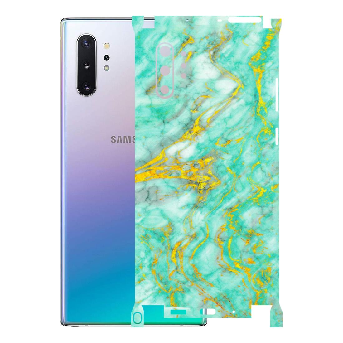 Samsung M/F/Note/Flip and C Phone Skins (All Models) - Green And Gold Marble Feel - Matte Finish (M-16) Samsung Galaxy Note 10 Plus