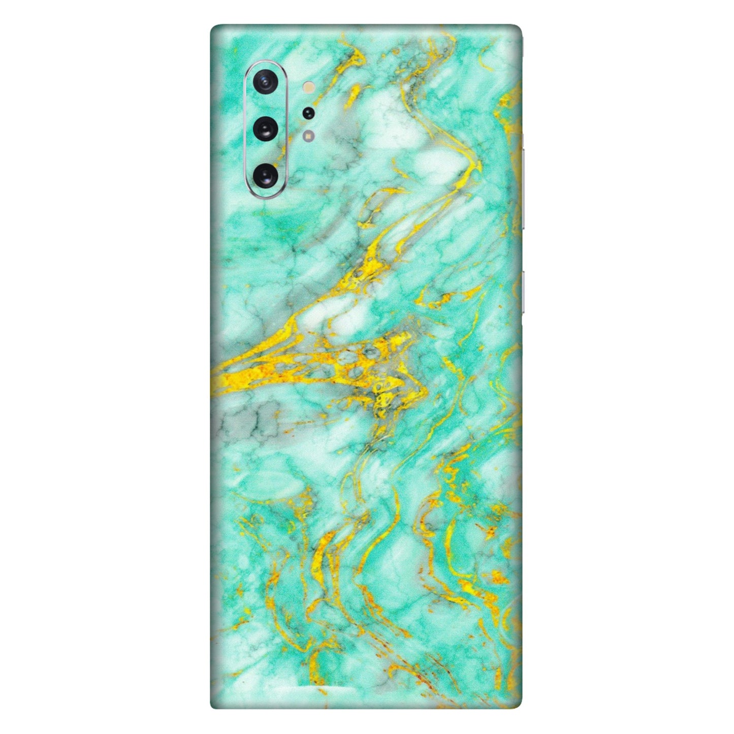Samsung M/F/Note/Flip and C Phone Skins (All Models) - Green And Gold Marble Feel - Matte Finish (M-16) Samsung Galaxy Note 10 Plus