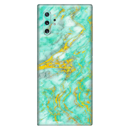 Samsung M/F/Note/Flip and C Phone Skins (All Models) - Green And Gold Marble Feel - Matte Finish (M-16) Samsung Galaxy Note 10 Plus