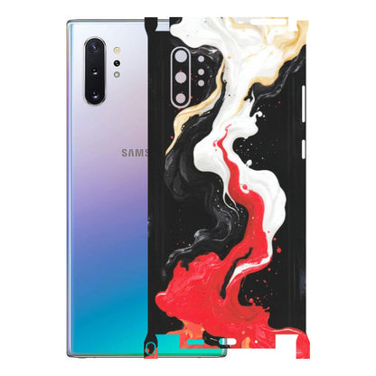 Samsung M/F/Note/Flip and C Phone Skins (All Models) - Black Red White Paint Splash Fusion - Matte Finish (M-56) Samsung Galaxy Note 10 Plus