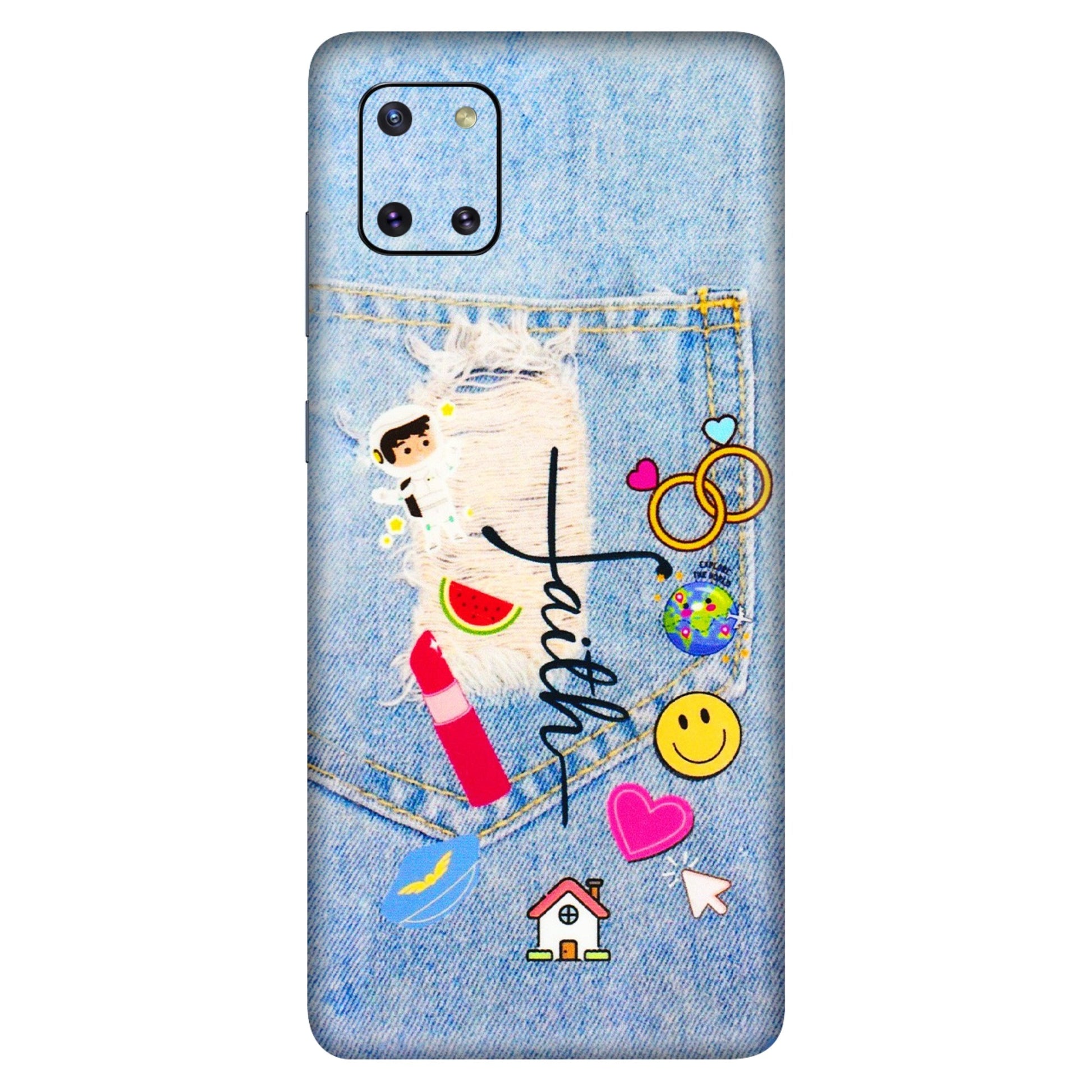Samsung M/F/Note/Flip and C Phone Skins (All Models) - Denim Jeans Pocket - 3D Embossed Finish (L-134) Samsung Galaxy Note 10 Lite