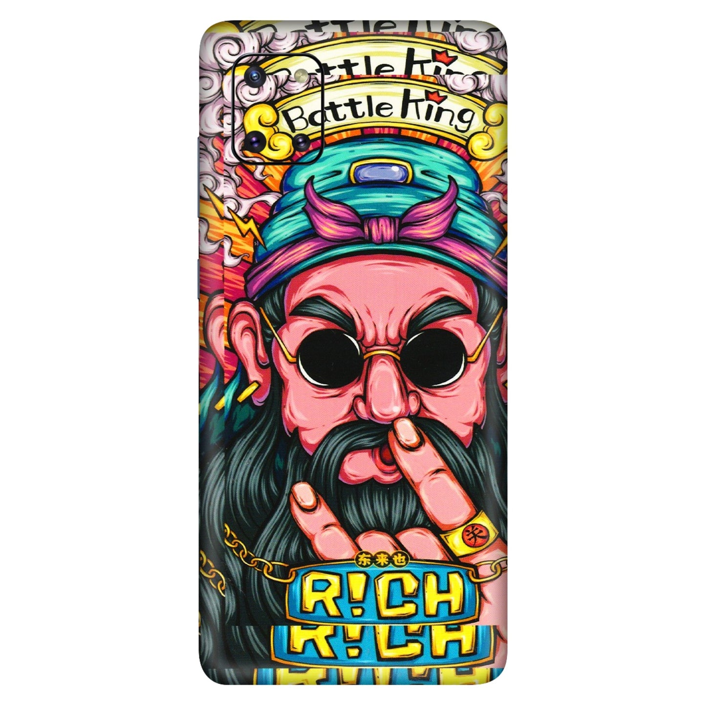 Samsung M/F/Note/Flip and C Phone Skins (All Models) - Battle King Dude Face - 3D Embossed Finish (L-178) Samsung Galaxy Note 10 Lite