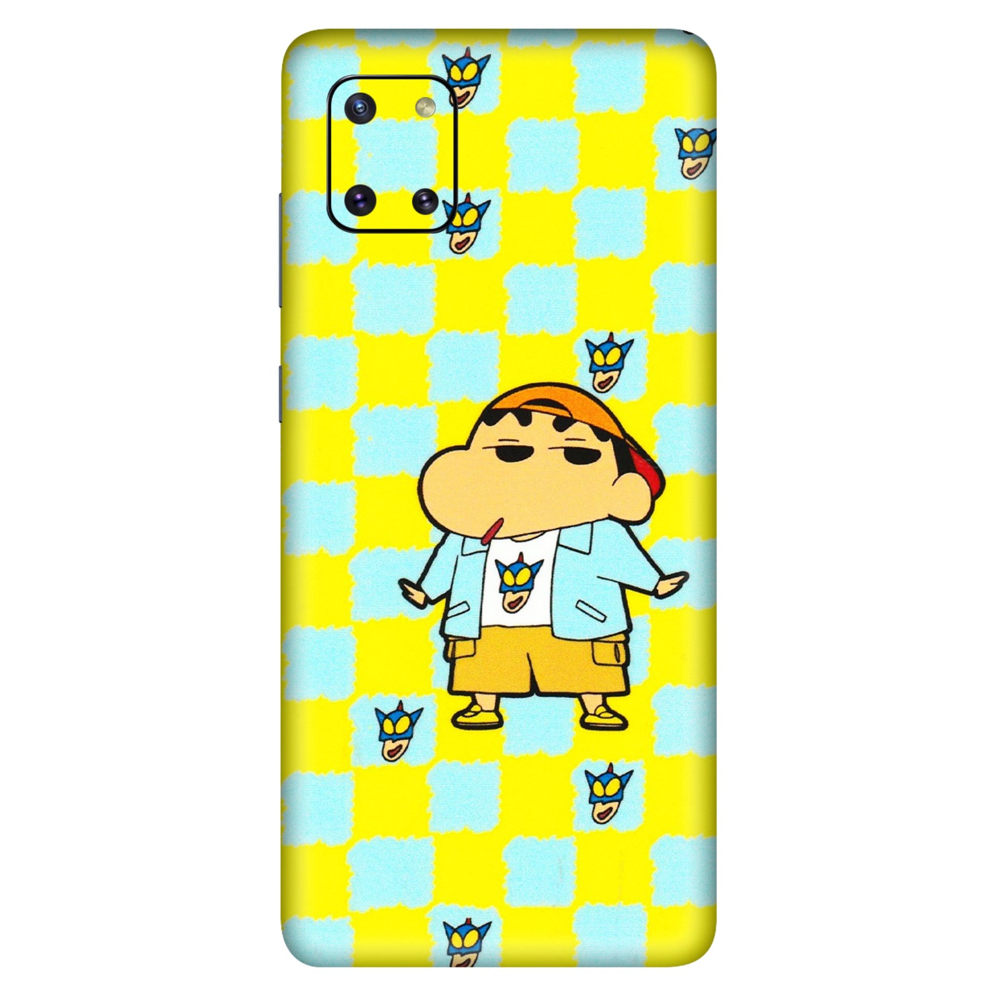 Samsung M/F/Note/Flip and C Phone Skins (All Models) - Yellow Blue Shinchan Cute - 3D Embossed Finish (L-221) Samsung Galaxy Note 10 Lite