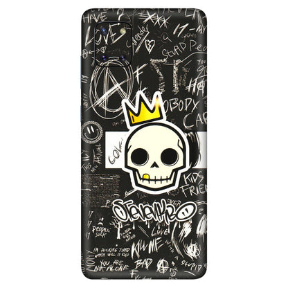 Samsung M/F/Note/Flip and C Phone Skins (All Models) - Funny Skull Black Chalk Grafitti - 3D Embossed Finish (L-22) Samsung Galaxy Note 10 Lite