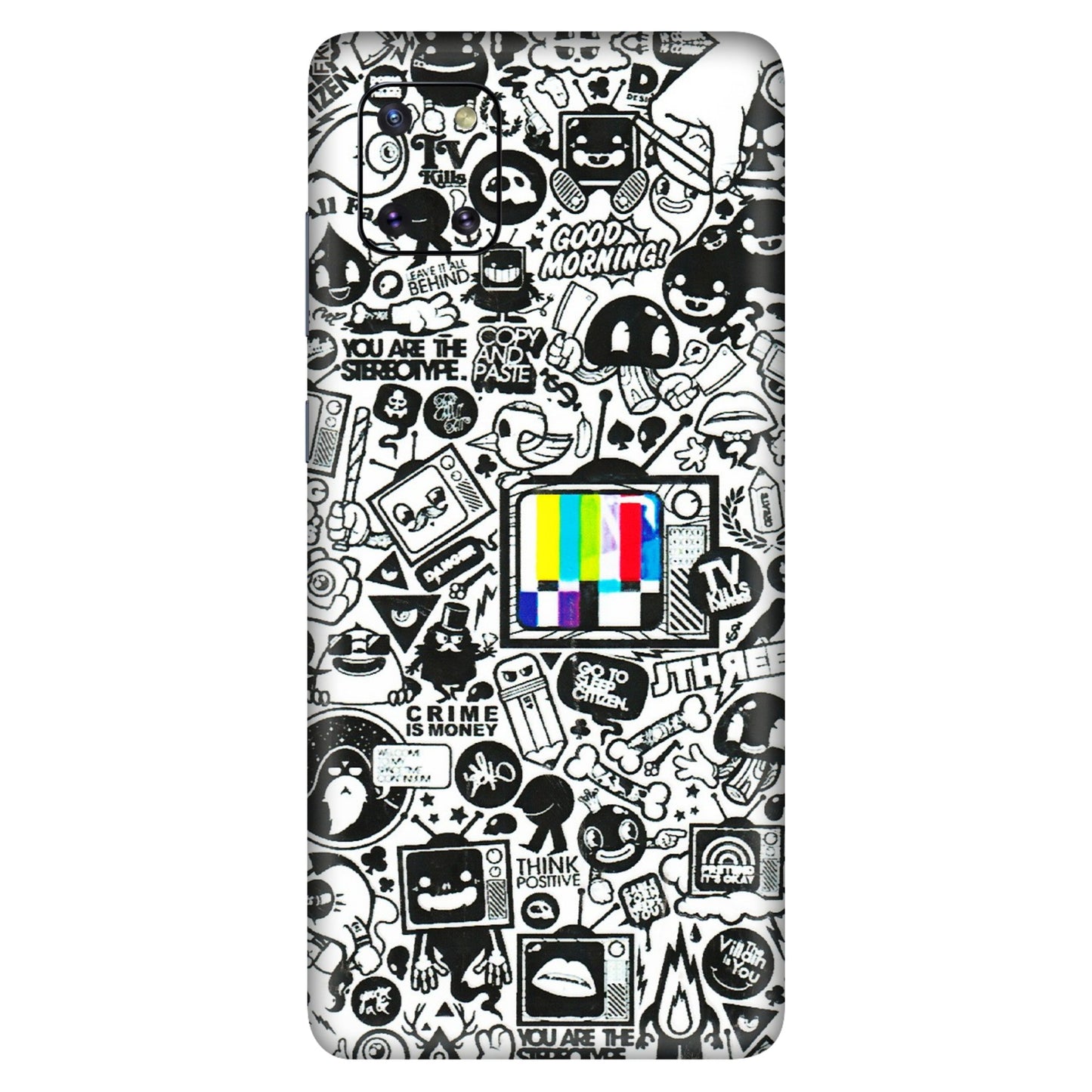 Samsung M/F/Note/Flip and C Phone Skins (All Models) - Doodles Positive Art - 3D Embossed Finish (L-263) Samsung Galaxy Note 10 Lite