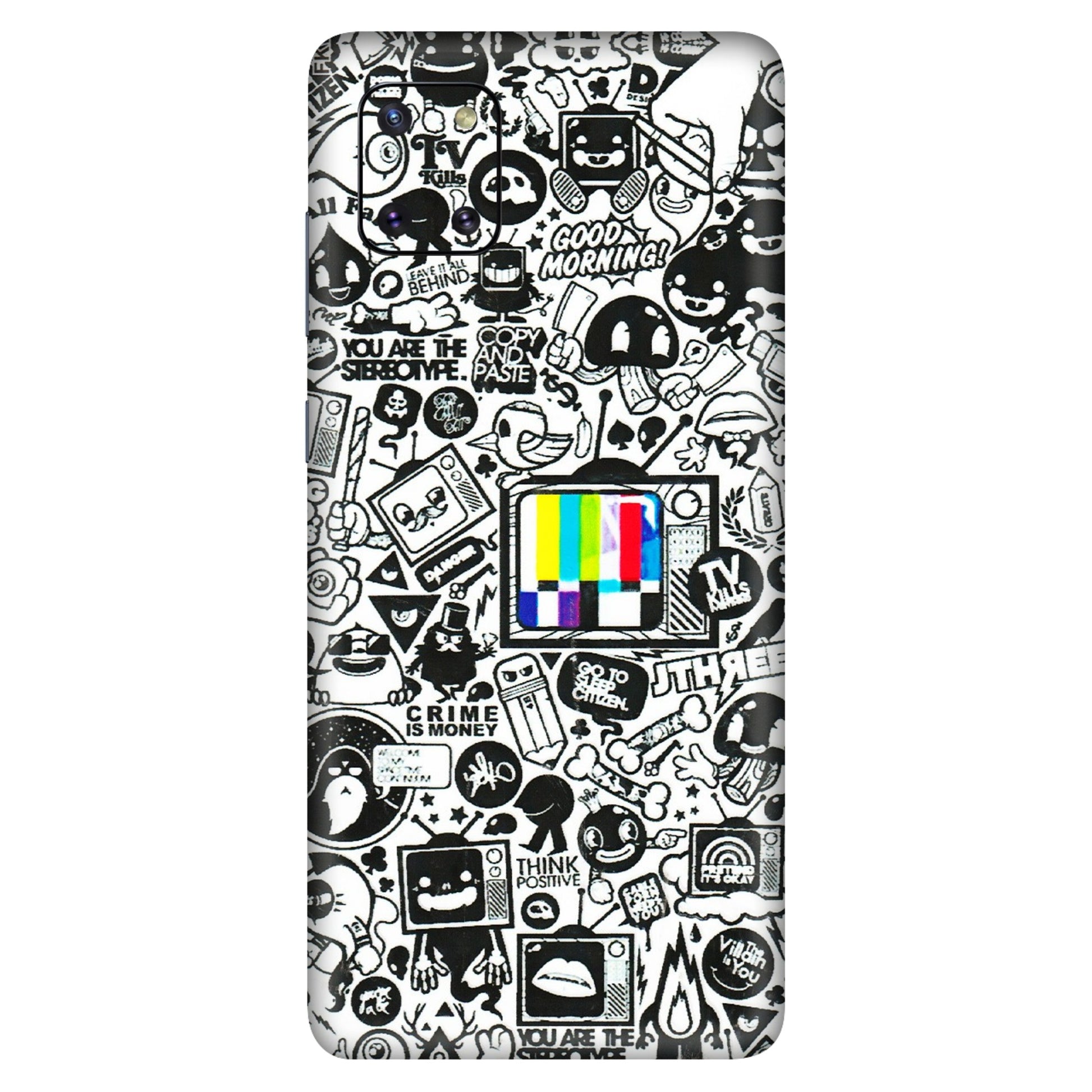 Samsung M/F/Note/Flip and C Phone Skins (All Models) - Doodles Positive Art - 3D Embossed Finish (L-263) Samsung Galaxy Note 10 Lite