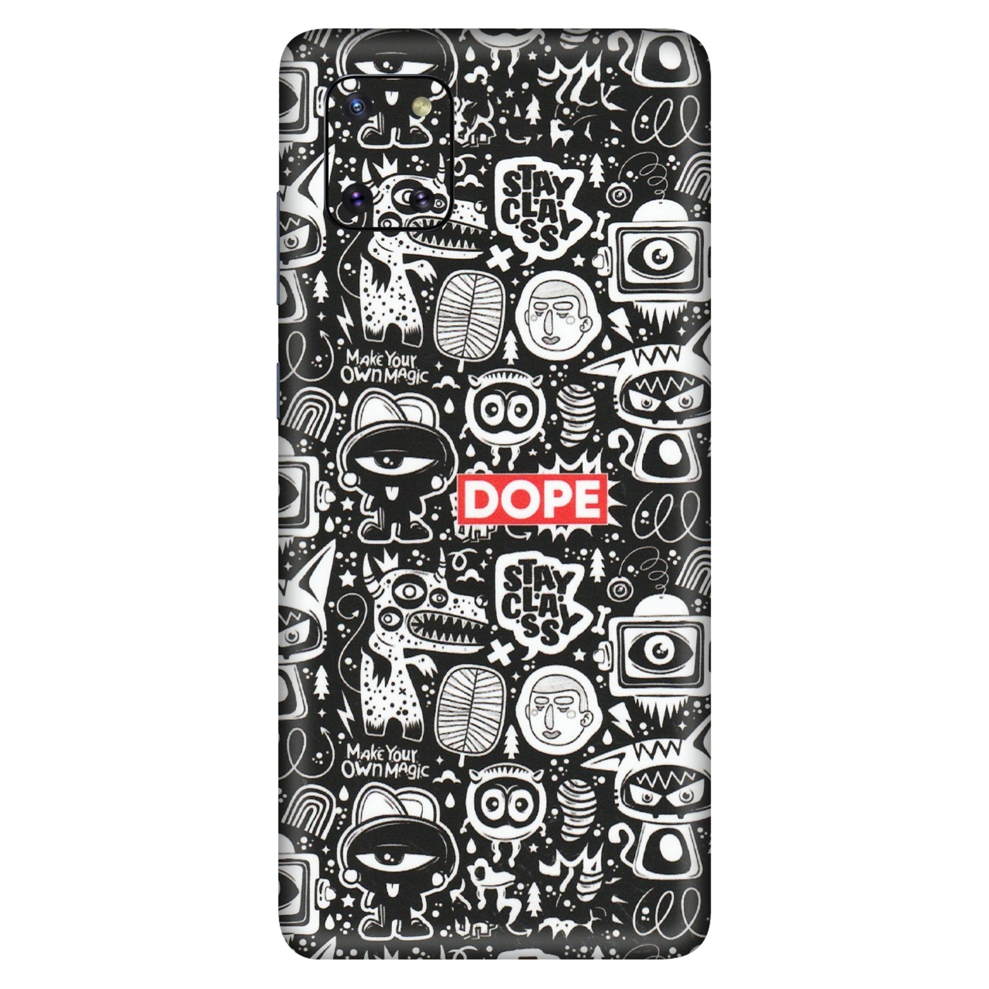Samsung M/F/Note/Flip and C Phone Skins (All Models) - Dope Stay Classy Black Doodles - Matte Finish (M-126) Samsung Galaxy Note 10 Lite