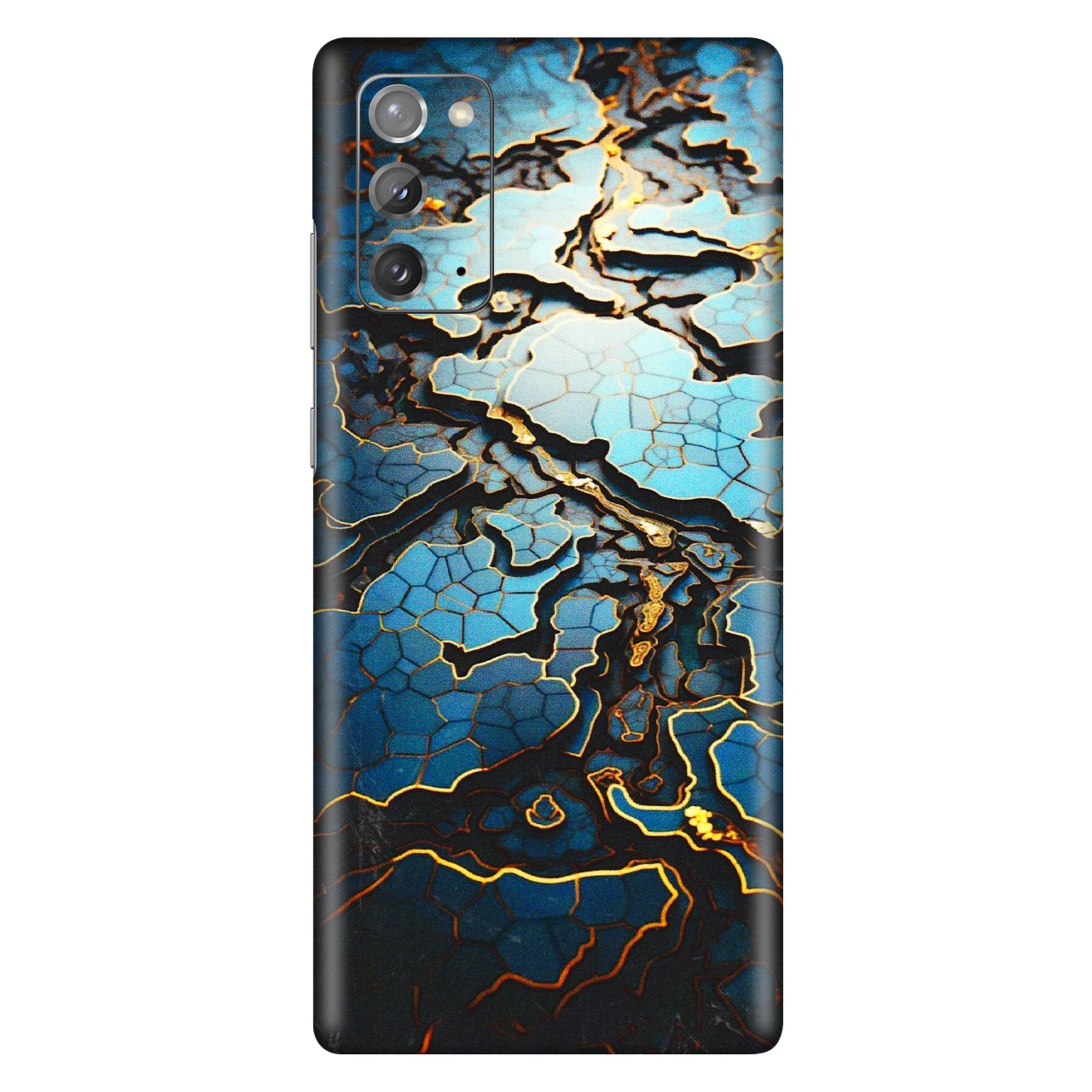Samsung M/F/Note/Flip and C Phone Skins (All Models) - Blue Gold Abstract - 3D Embossed Finish (L-11) Samsung Galaxy Note 20
