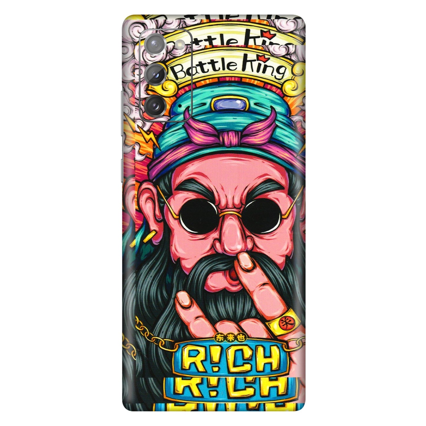 Samsung M/F/Note/Flip and C Phone Skins (All Models) - Battle King Dude Face - 3D Embossed Finish (L-178) Samsung Galaxy Note 20