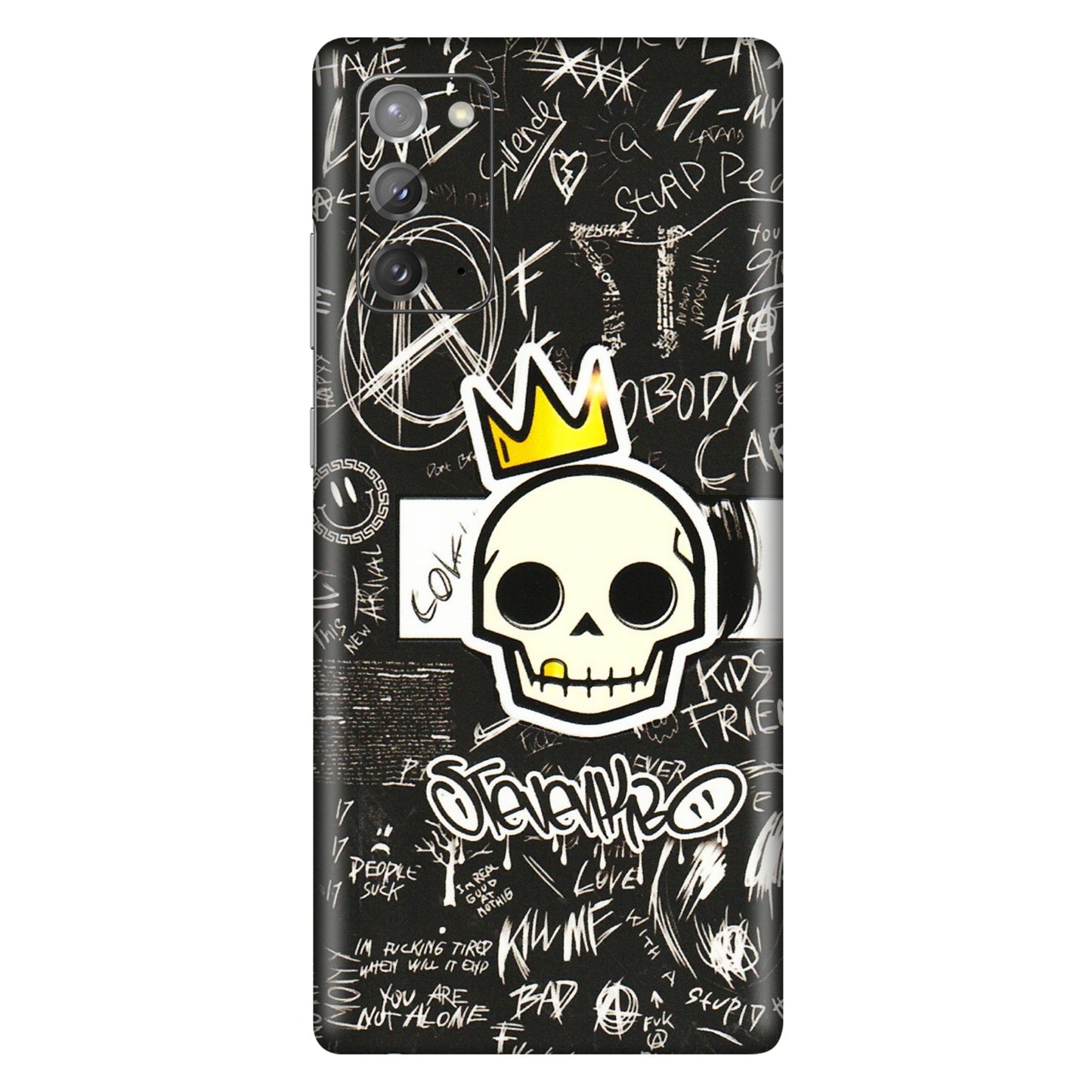 Samsung M/F/Note/Flip and C Phone Skins (All Models) - Funny Skull Black Chalk Grafitti - 3D Embossed Finish (L-22) Samsung Galaxy Note 20