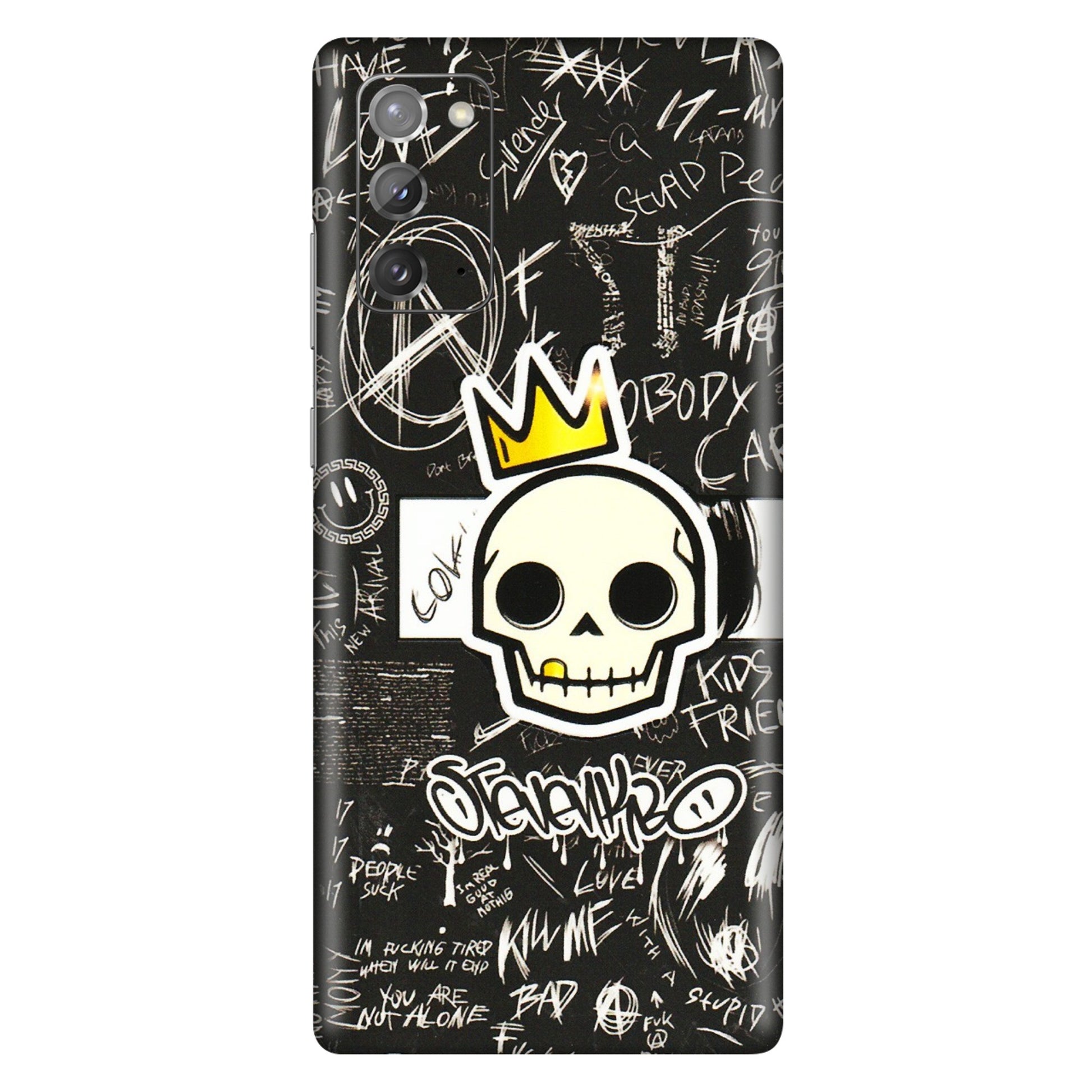 Samsung M/F/Note/Flip and C Phone Skins (All Models) - Funny Skull Black Chalk Grafitti - 3D Embossed Finish (L-22) Samsung Galaxy Note 20
