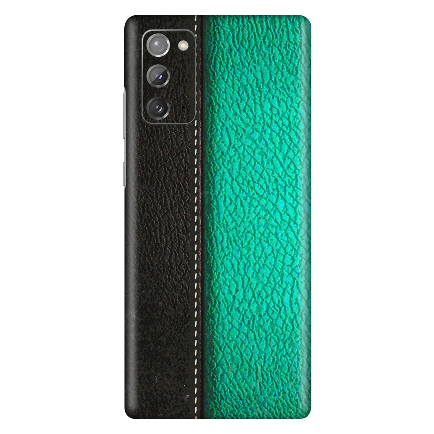 Samsung M/F/Note/Flip and C Phone Skins (All Models) - Black Green Dual Leather Stich - 3D Embossed Finish (L-233) Samsung Galaxy Note 20