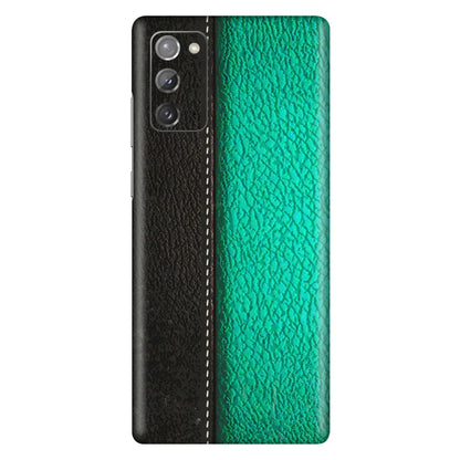 Samsung M/F/Note/Flip and C Phone Skins (All Models) - Black Green Dual Leather Stich - 3D Embossed Finish (L-233) Samsung Galaxy Note 20