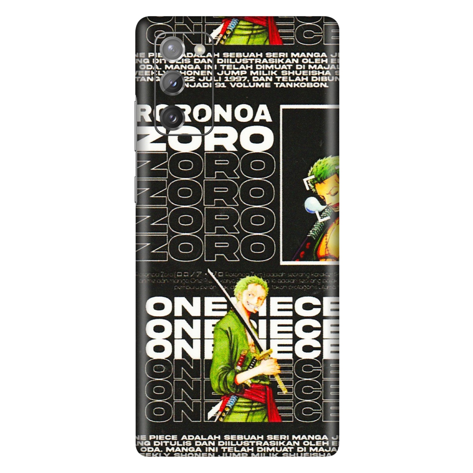 Samsung M/F/Note/Flip and C Phone Skins (All Models) - One Piece Zoro - 3D Embossed Finish (L-250) Samsung Galaxy Note 20