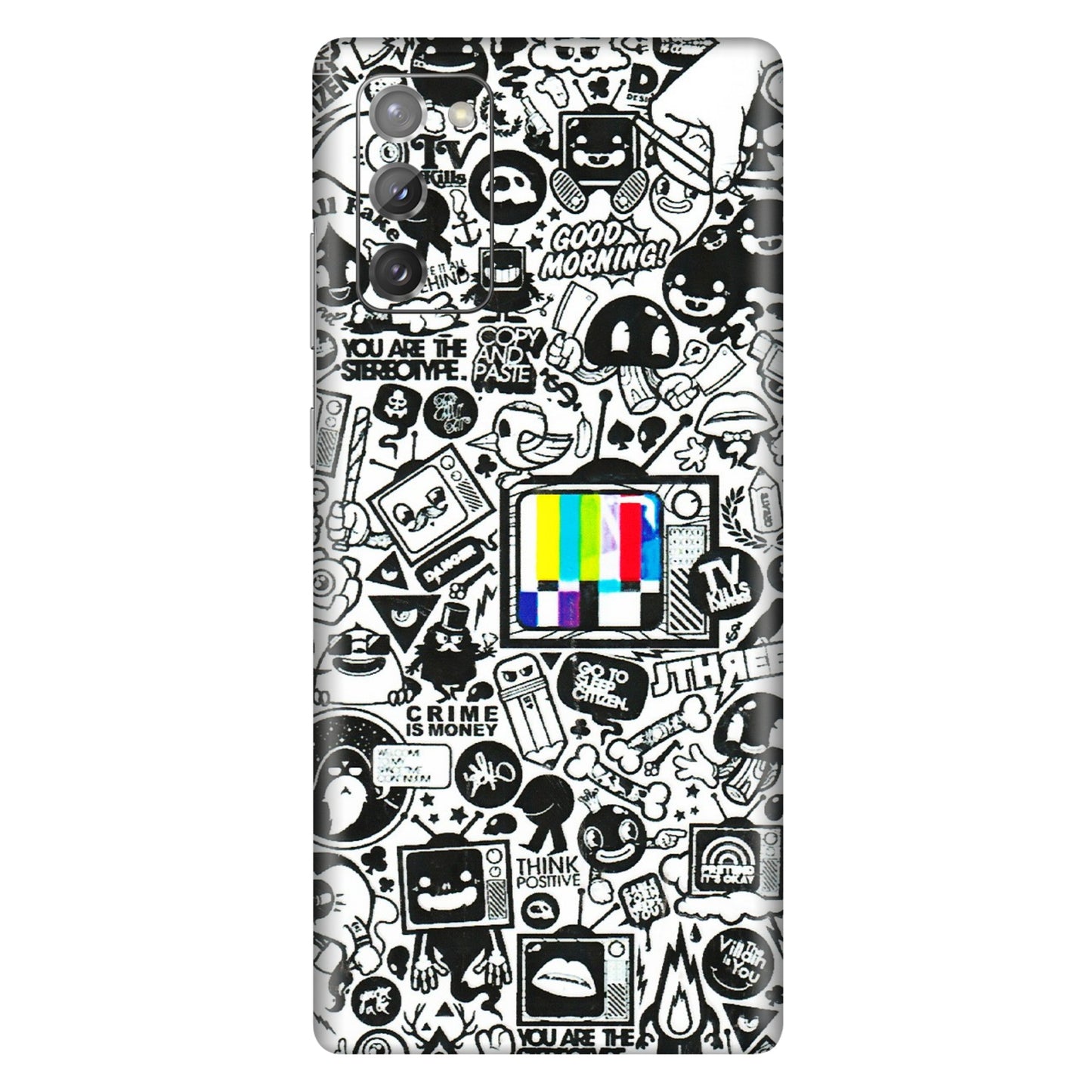 Samsung M/F/Note/Flip and C Phone Skins (All Models) - Doodles Positive Art - 3D Embossed Finish (L-263) Samsung Galaxy Note 20