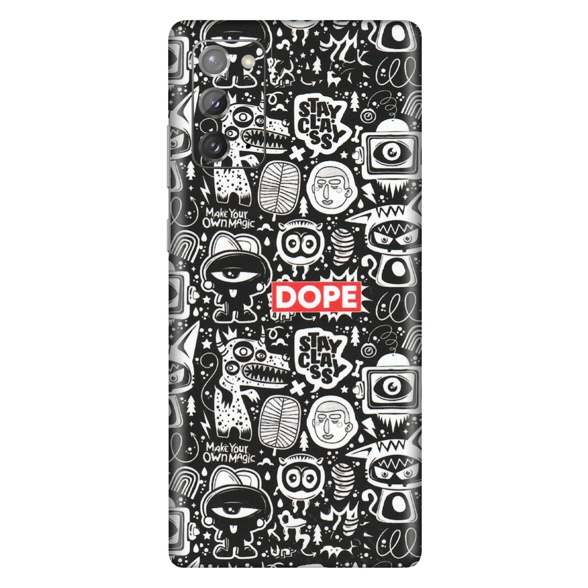 Samsung M/F/Note/Flip and C Phone Skins (All Models) - Dope Stay Classy Black Doodles - Matte Finish (M-126) Samsung Galaxy Note 20