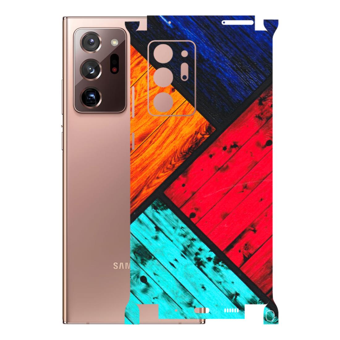 Samsung M/F/Note/Flip and C Phone Skins (All Models) - Colourful Wood Panels Abstract - 3D Embossed Finish (L-09) Samsung Galaxy Note 20 Ultra