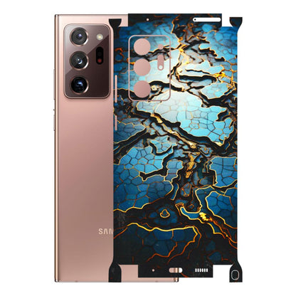 Samsung M/F/Note/Flip and C Phone Skins (All Models) - Blue Gold Abstract - 3D Embossed Finish (L-11) Samsung Galaxy Note 20 Ultra