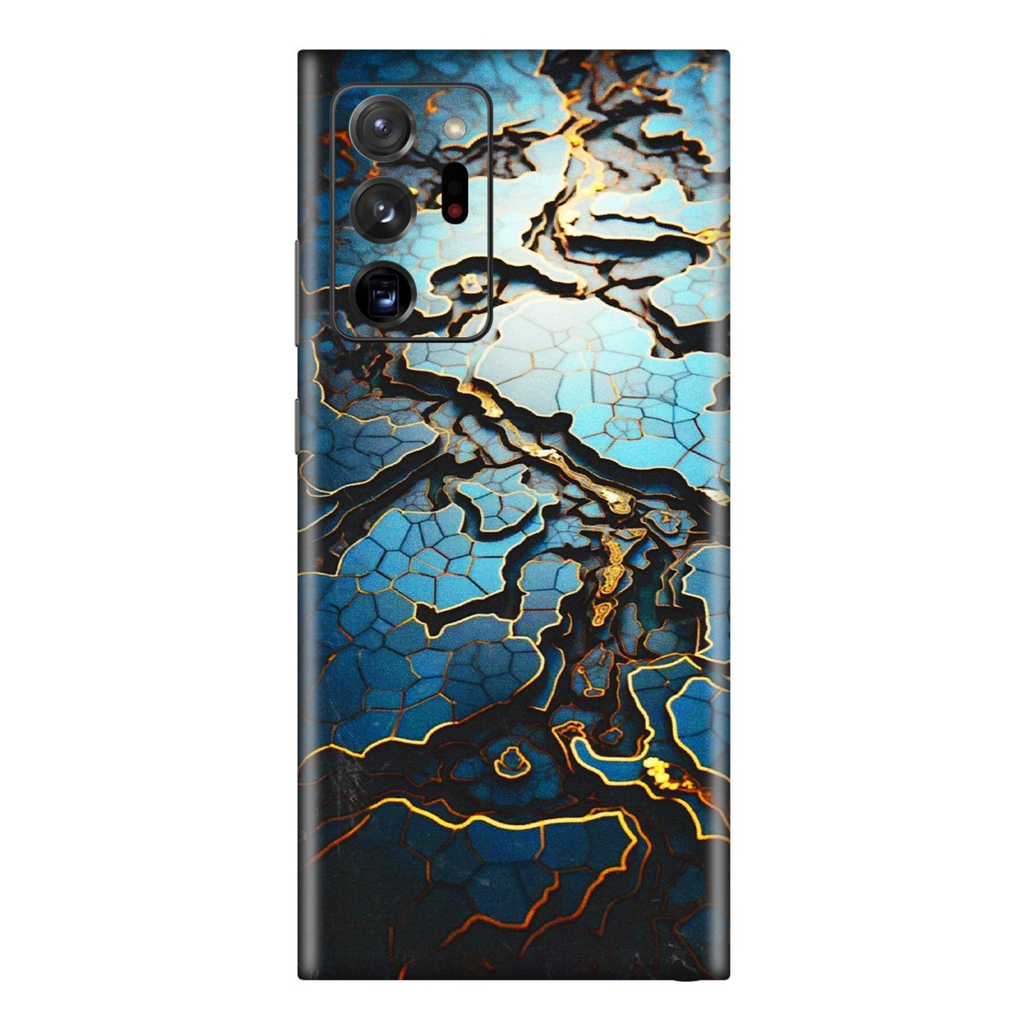 Samsung M/F/Note/Flip and C Phone Skins (All Models) - Blue Gold Abstract - 3D Embossed Finish (L-11) Samsung Galaxy Note 20 Ultra