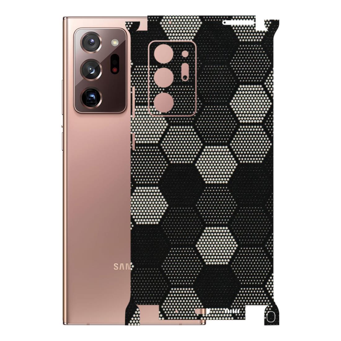 Samsung M/F/Note/Flip and C Phone Skins (All Models) - Black & White Dotted Honeycomb Texture - 3D Embossed Finish (L-202) Samsung Galaxy Note 20 Ultra