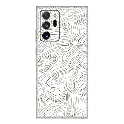 Samsung M/F/Note/Flip and C Phone Skins (All Models) - White Black Swirls - 3D Embossed Finish (L-219) Samsung Galaxy Note 20 Ultra