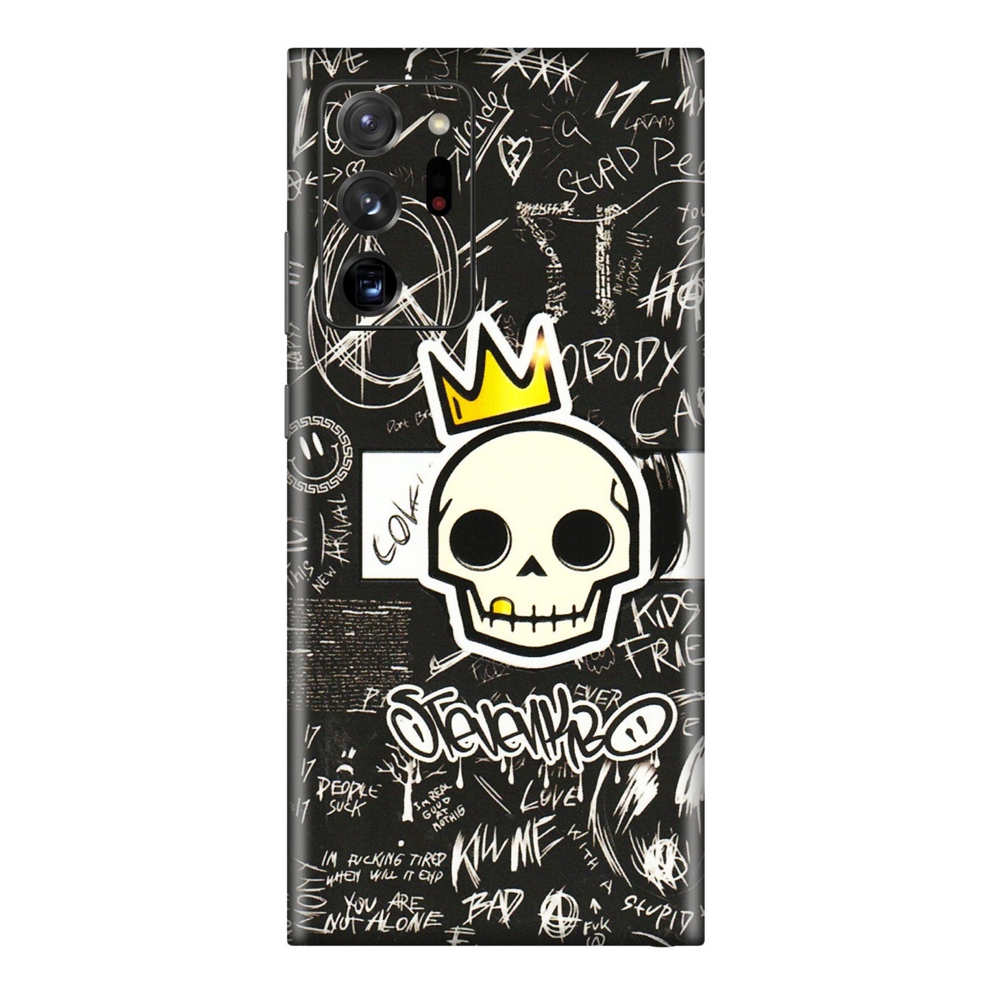 Samsung M/F/Note/Flip and C Phone Skins (All Models) - Funny Skull Black Chalk Grafitti - 3D Embossed Finish (L-22) Samsung Galaxy Note 20 Ultra