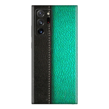 Samsung M/F/Note/Flip and C Phone Skins (All Models) - Black Green Dual Leather Stich - 3D Embossed Finish (L-233) Samsung Galaxy Note 20 Ultra
