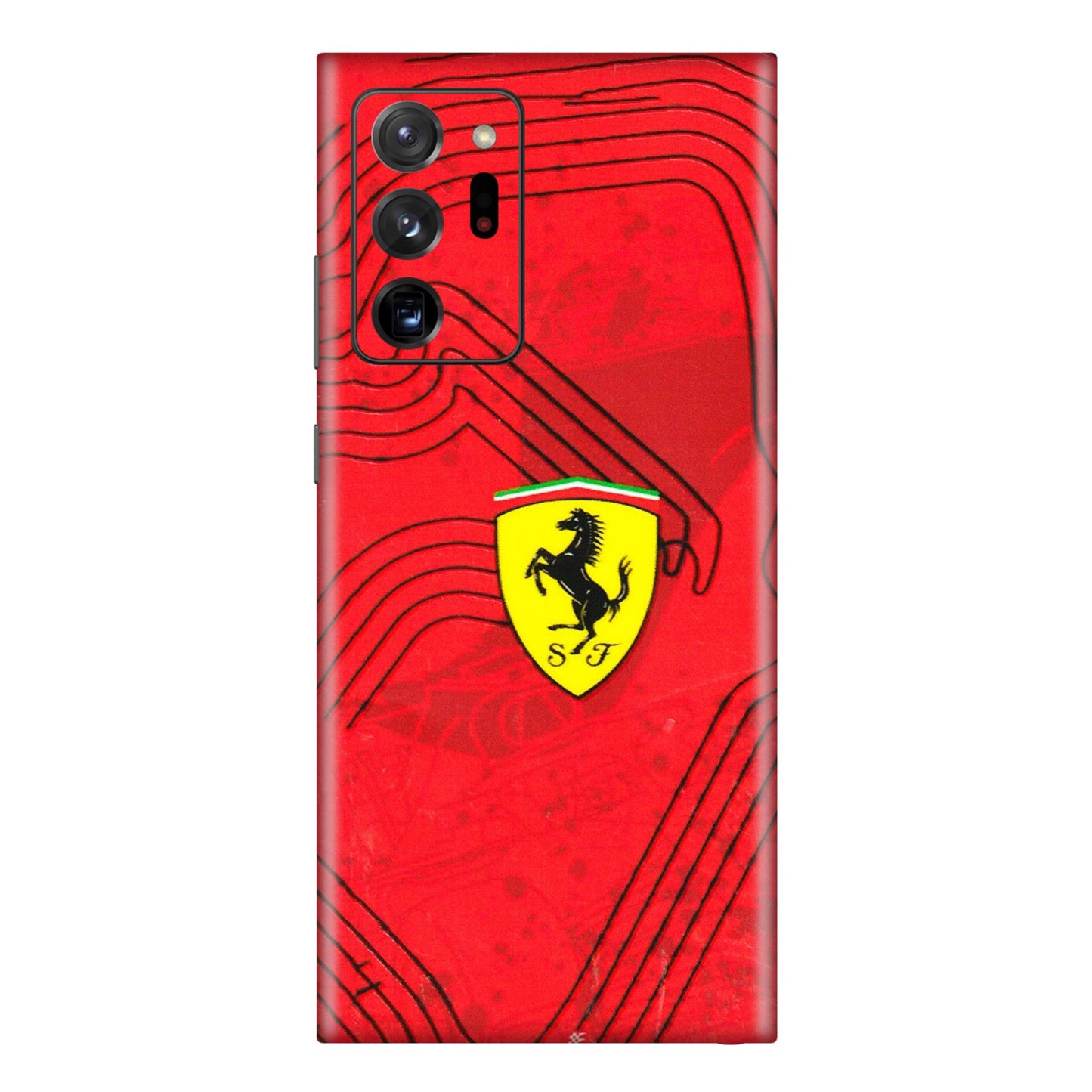 Samsung M/F/Note/Flip and C Phone Skins (All Models) - Red Ferrari Logo Stylish - 3D Embossed Finish (L-238) Samsung Galaxy Note 20 Ultra