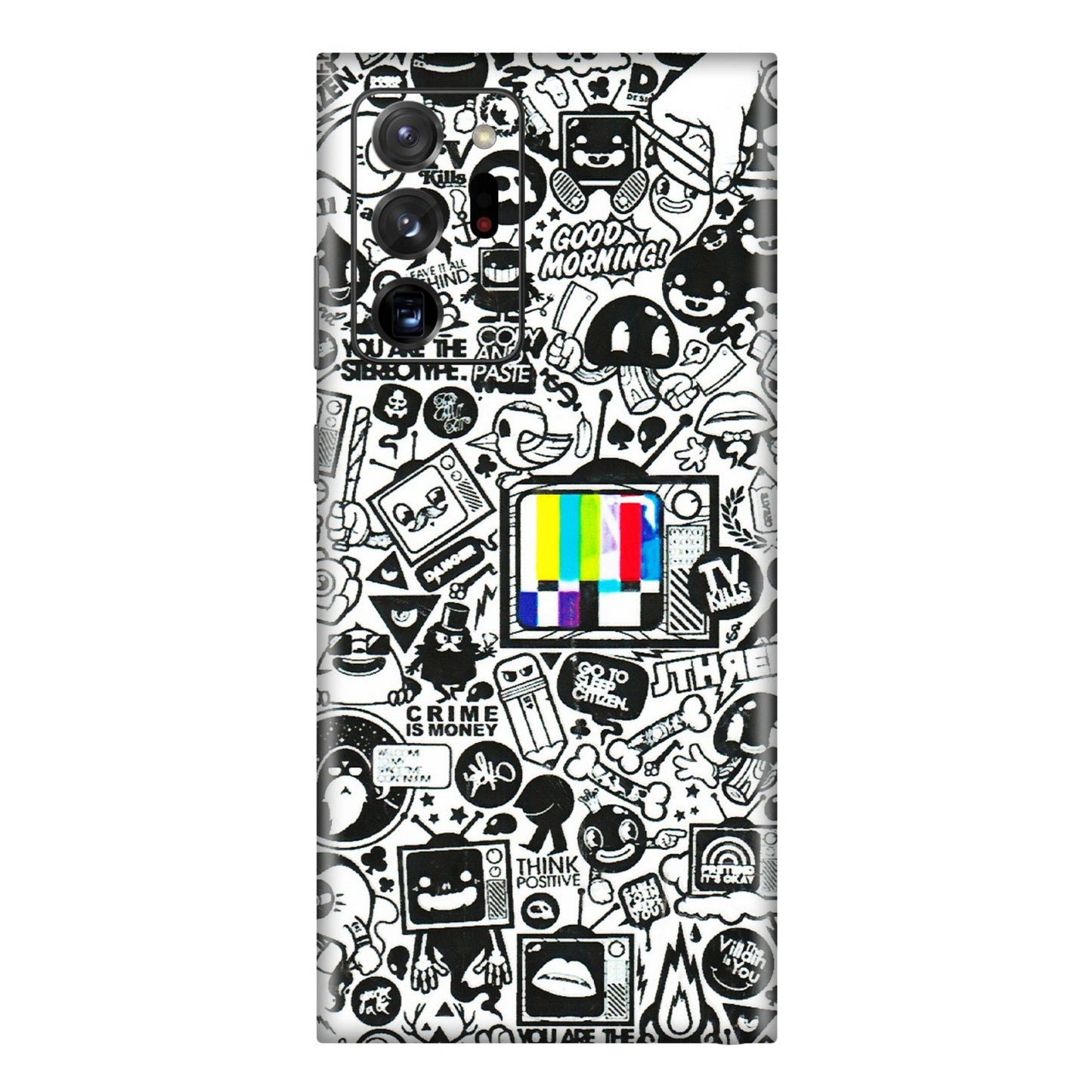 Samsung M/F/Note/Flip and C Phone Skins (All Models) - Doodles Positive Art - 3D Embossed Finish (L-263) Samsung Galaxy Note 20 Ultra