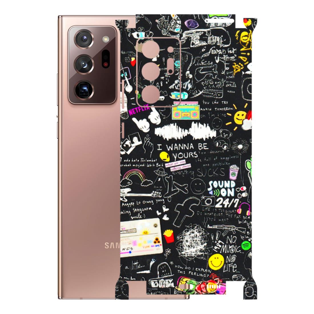 Samsung M/F/Note/Flip and C Phone Skins (All Models) - Black Creatives Doodles - 3D Embossed Finish (L-311) Samsung Galaxy Note 20 Ultra