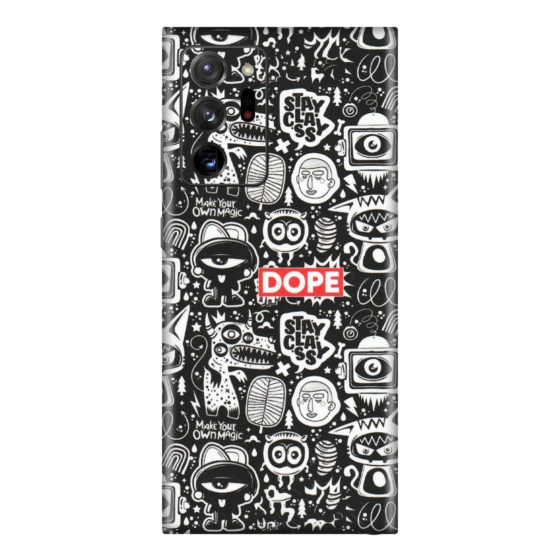 Samsung M/F/Note/Flip and C Phone Skins (All Models) - Dope Stay Classy Black Doodles - Matte Finish (M-126) Samsung Galaxy Note 20 Ultra