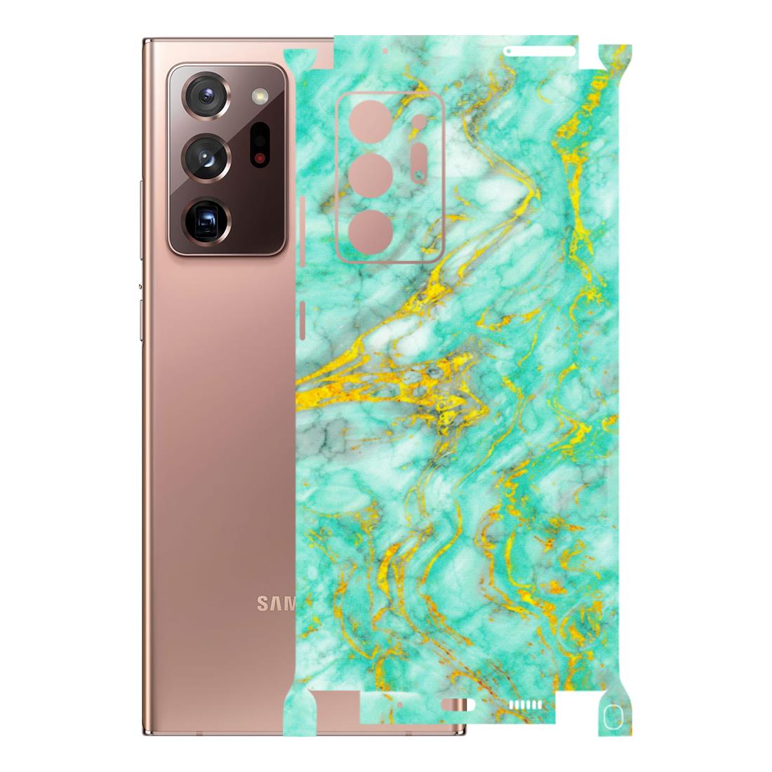 Samsung M/F/Note/Flip and C Phone Skins (All Models) - Green And Gold Marble Feel - Matte Finish (M-16) Samsung Galaxy Note 20 Ultra