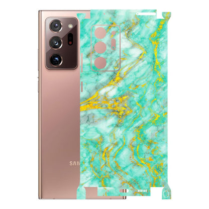 Samsung M/F/Note/Flip and C Phone Skins (All Models) - Green And Gold Marble Feel - Matte Finish (M-16) Samsung Galaxy Note 20 Ultra