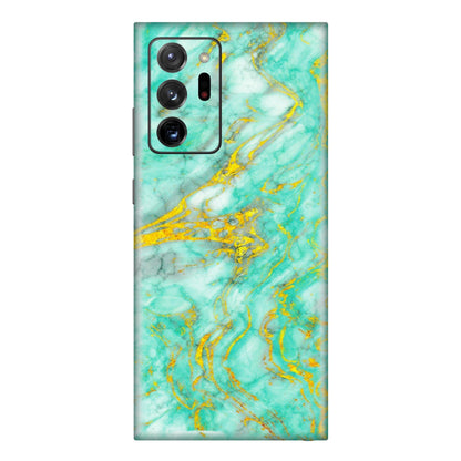 Samsung M/F/Note/Flip and C Phone Skins (All Models) - Green And Gold Marble Feel - Matte Finish (M-16) Samsung Galaxy Note 20 Ultra