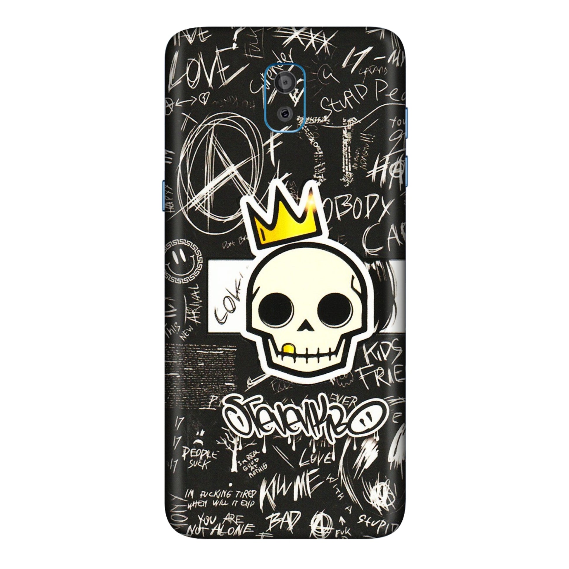 Samsung M/F/Note/Flip and C Phone Skins (All Models) - Funny Skull Black Chalk Grafitti - 3D Embossed Finish (L-22) Samsung Galaxy On 8