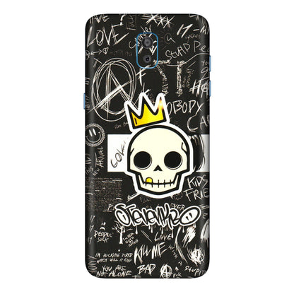 Samsung M/F/Note/Flip and C Phone Skins (All Models) - Funny Skull Black Chalk Grafitti - 3D Embossed Finish (L-22) Samsung Galaxy On 8