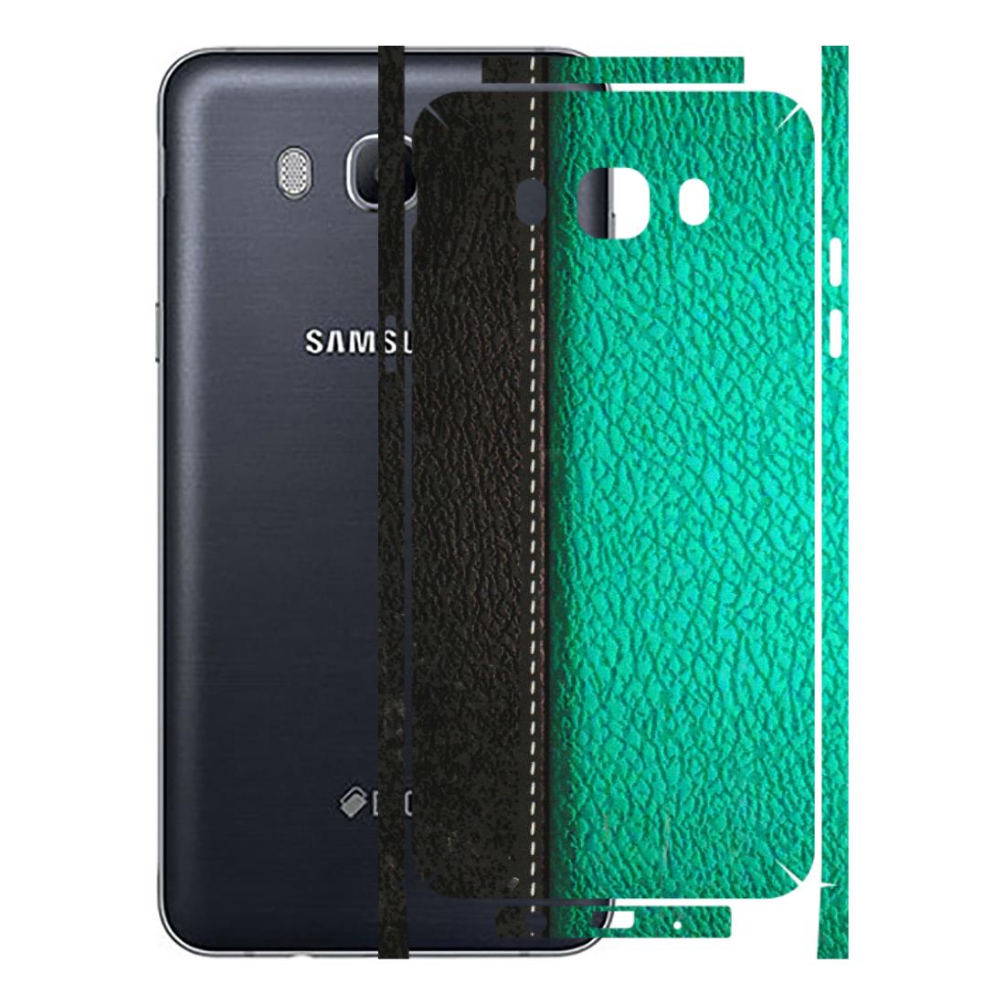 Samsung M/F/Note/Flip and C Phone Skins (All Models) - Black Green Dual Leather Stich - 3D Embossed Finish (L-233) Samsung Galaxy On 8